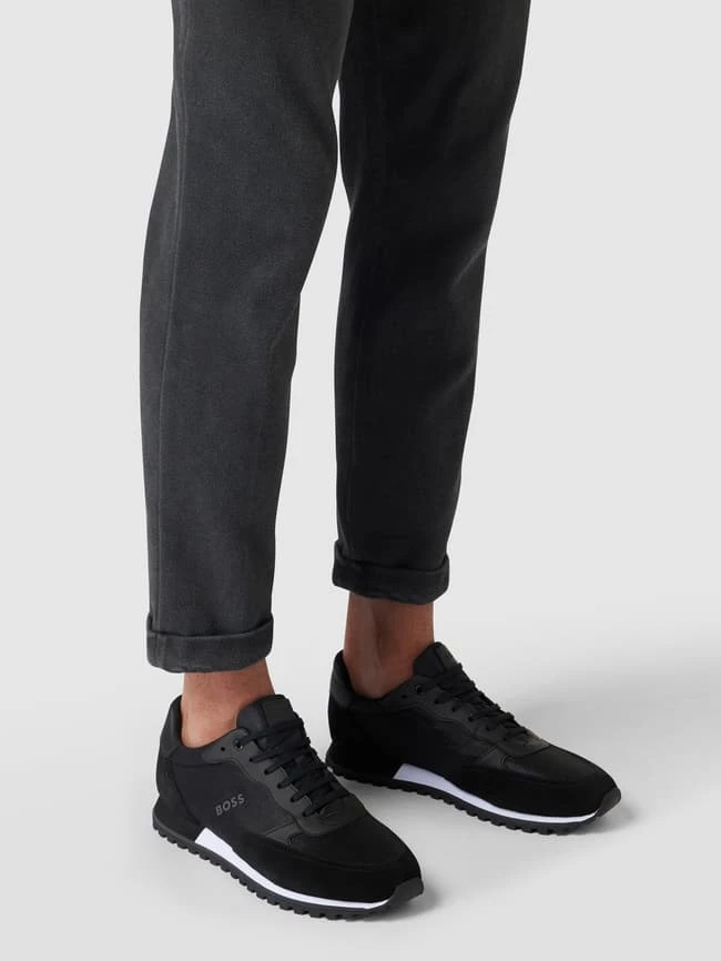 Brandneu ✔️ BOSS ? Sneaker Mit Kontraststreifen - Schwarz ?