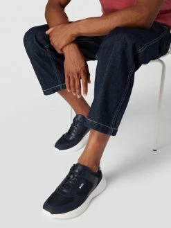 Schlussverkauf ? BOSS ? Sneaker Mit Kontrastbesatz Modell "Dean Runn" - Dunkelblau ✨