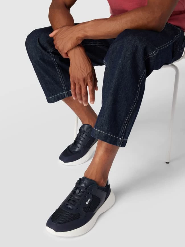 Schlussverkauf ? BOSS ? Sneaker Mit Kontrastbesatz Modell "Dean Runn" - Dunkelblau ✨